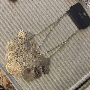 Express Gold-Tone Filigree Multi-Disc Statement Necklace